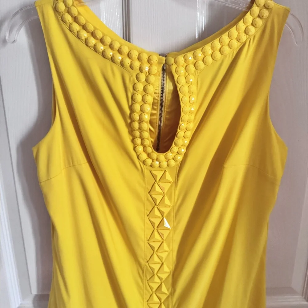 Guess by Marciano Yellow Sheath Mini Dress Sleeveless Crew Neck - Picture 4 of 6